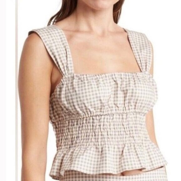 WEWOREWHAT Smocked Gingham Top Size XL - Picture 2 of 10